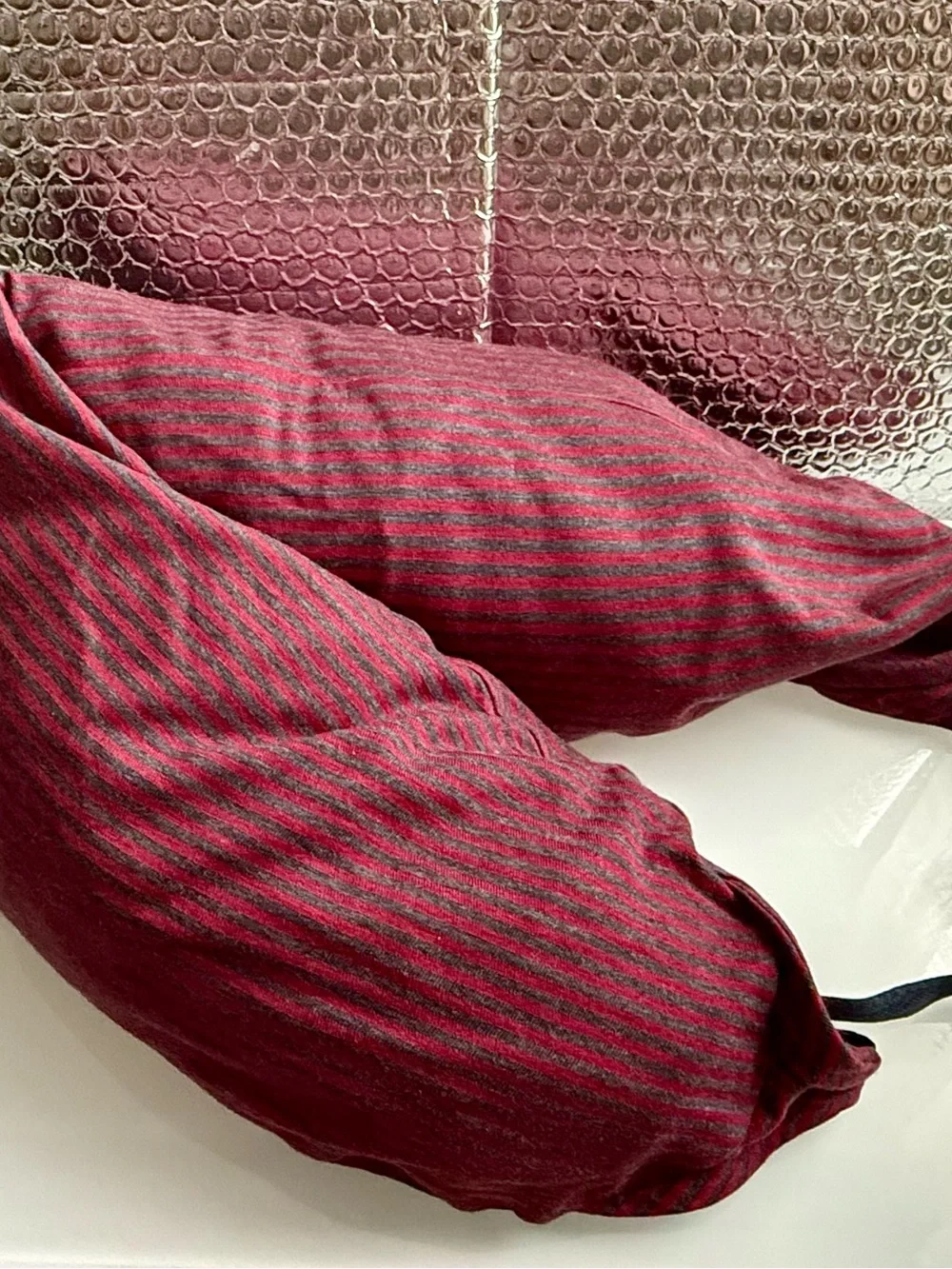 Muji Red Striped Travel Neck Pillow